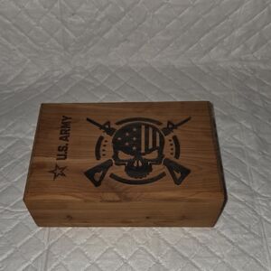 This item is a personalized wooden keepsake box, likely featuring laser-engraved